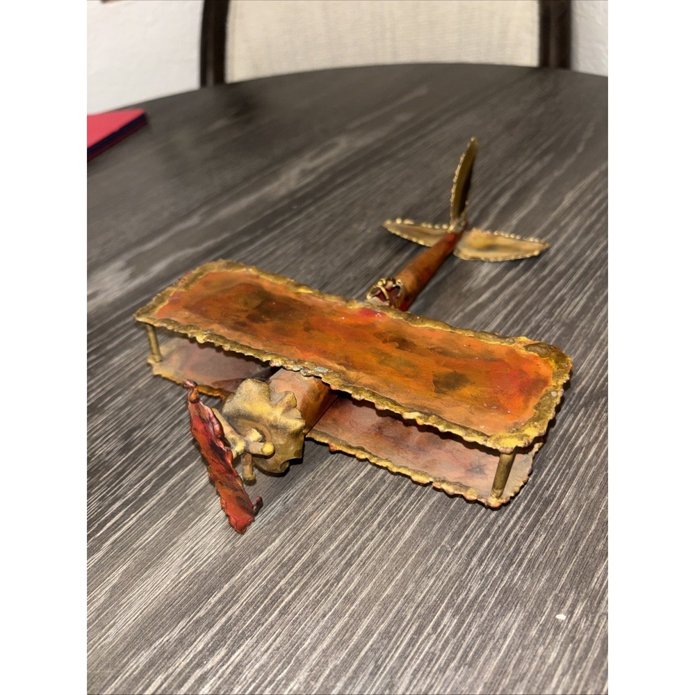 Metal Airplane Copper Tin Art Works Vintage Plane